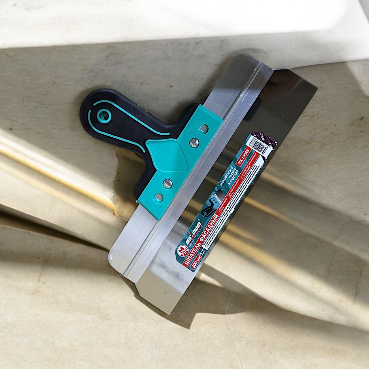 шпатель фасадный алюминиевый 300мм x 0.5 мм, 12", двухкомпонентная рукоятка, 410, "maximum" mx 15883 оптом