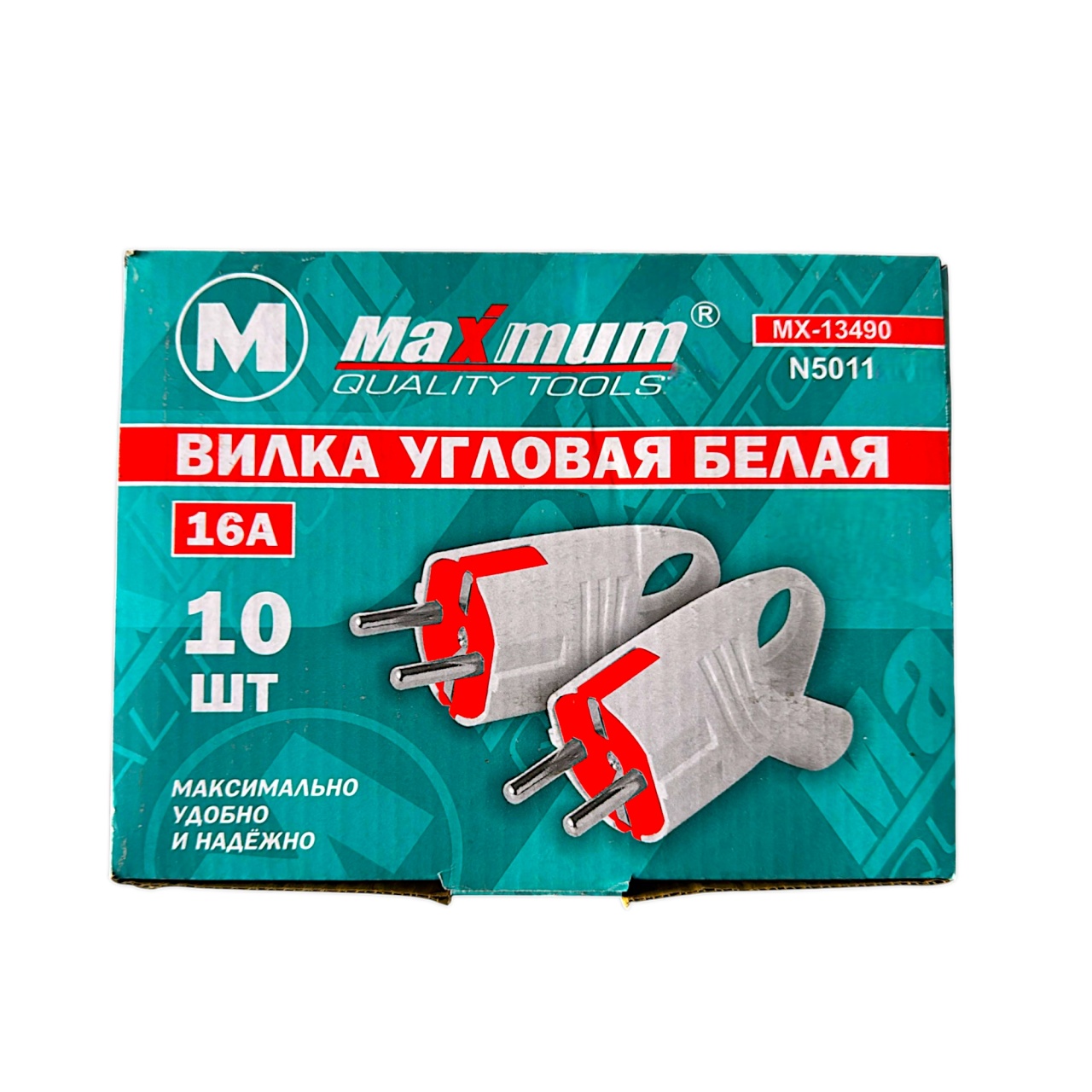 Вилка угловая белая с ушком 16 А оптом